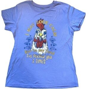 LOST Creek Outfitters tee, size L, funny chicken, nice material, no stains